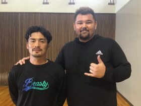 山城吉超さん（右）と泉コーチ